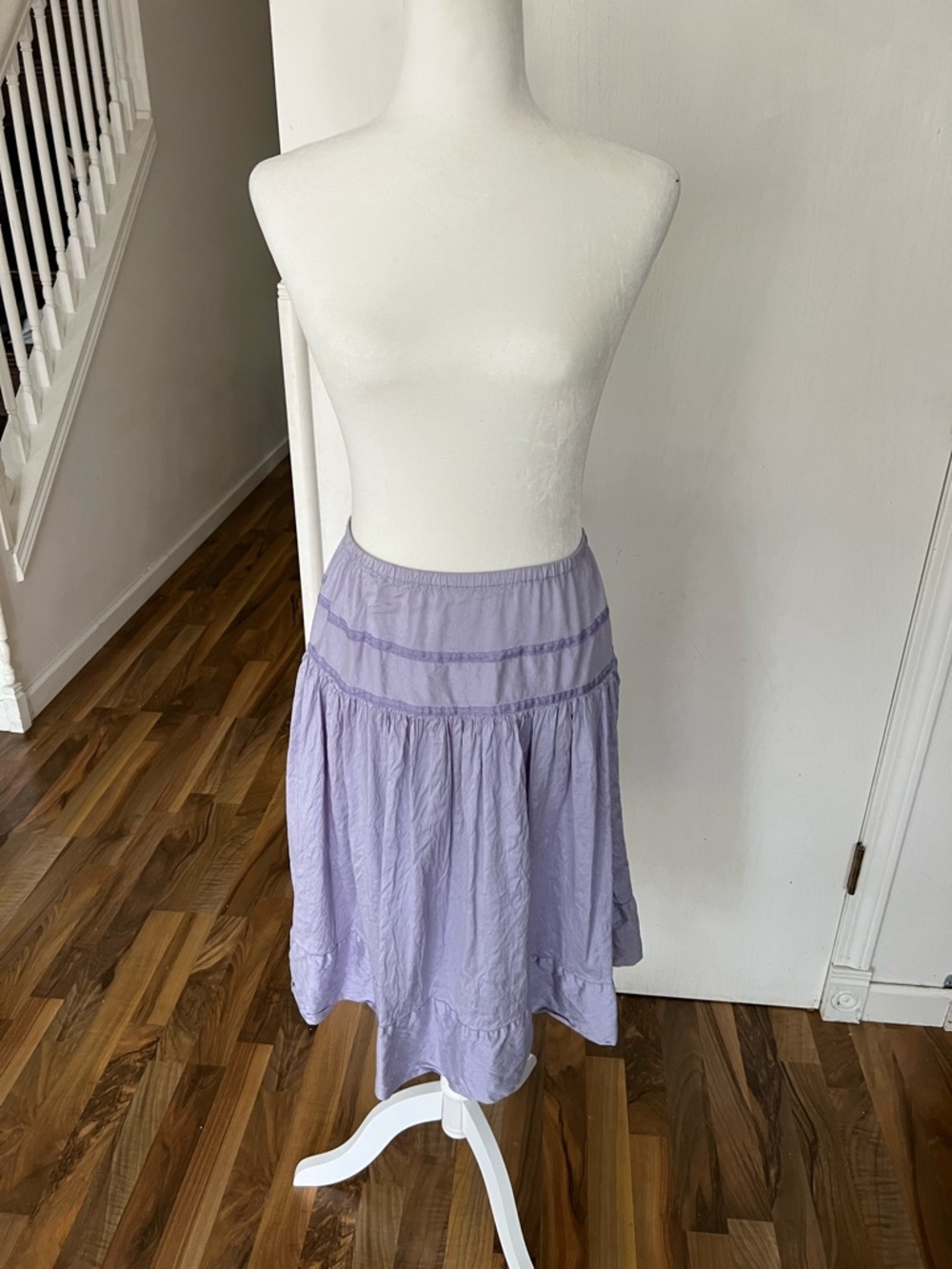 Calypso Christiane Celle Lavender / Purple Tiered Silk Midi Skirt, Medium - Picture 2 of 7